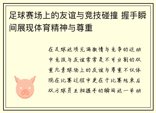 足球赛场上的友谊与竞技碰撞 握手瞬间展现体育精神与尊重